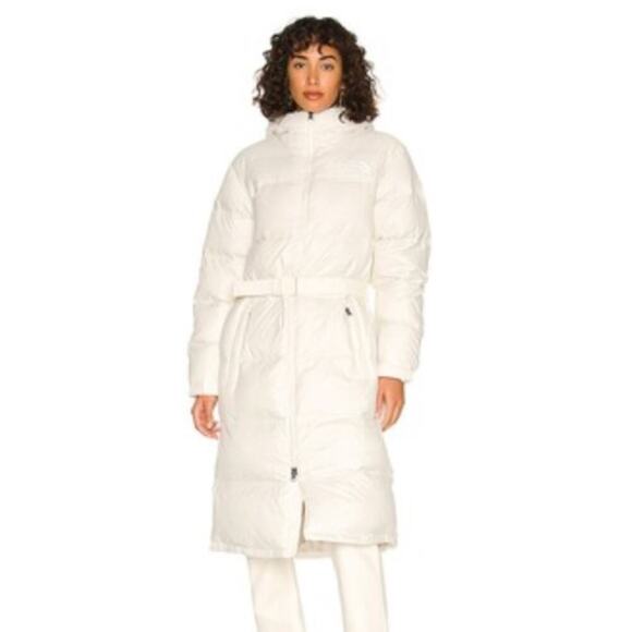 The North Face Nuptse Belted Long Parka White Cream | Size Medium M | BNWT - Picture 4 of 8